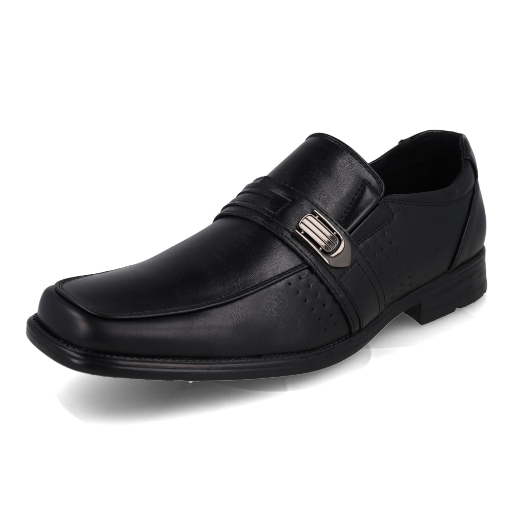 Detalhe do sapato social Broken Rules masculino preto destacando acabamento e fivela